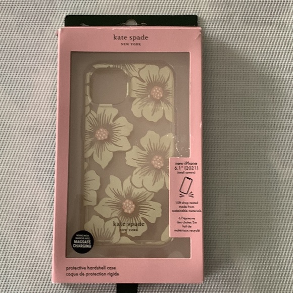 Kate Spade Apple iPhone 13 Pro Protective Hard Shell Case in Hollyhock Floral - Picture 7 of 12